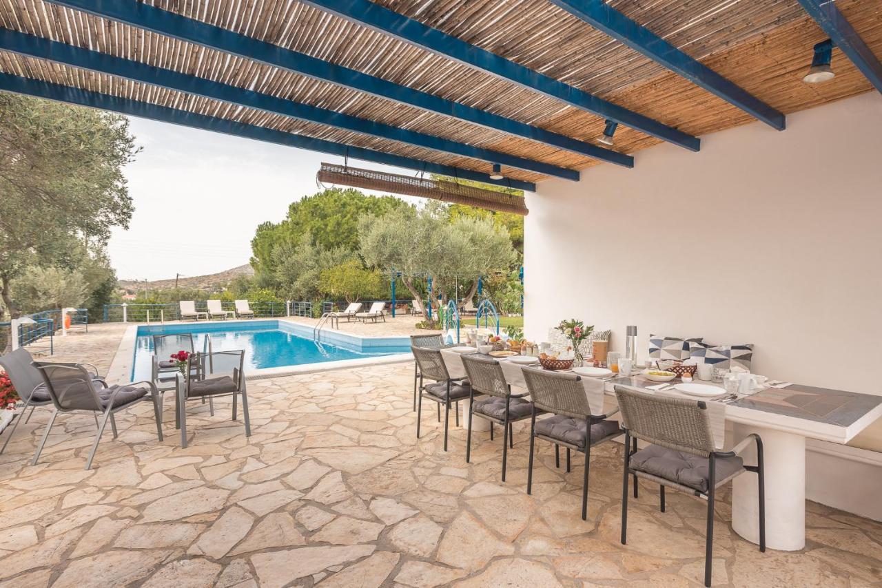Summer Villa Pasiphae Private Pool - Bbq -Beach 2Min Kaap Soenion Buitenkant foto